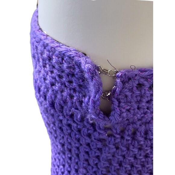 Vintage Handmade Knit Two Piece Set M Backless Flare Leg Rave Festival Resort - Picture 11 of 14